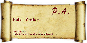 Pohl Andor névjegykártya